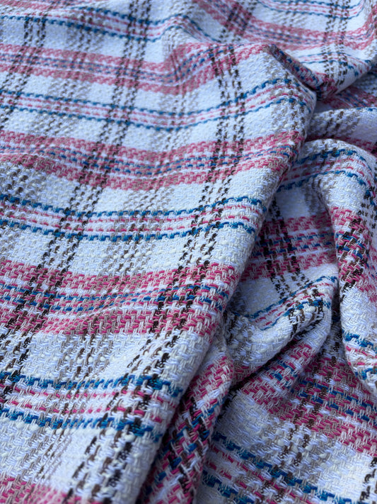 DANTE 012 cotton tweed Chanel style multicolore checks pink