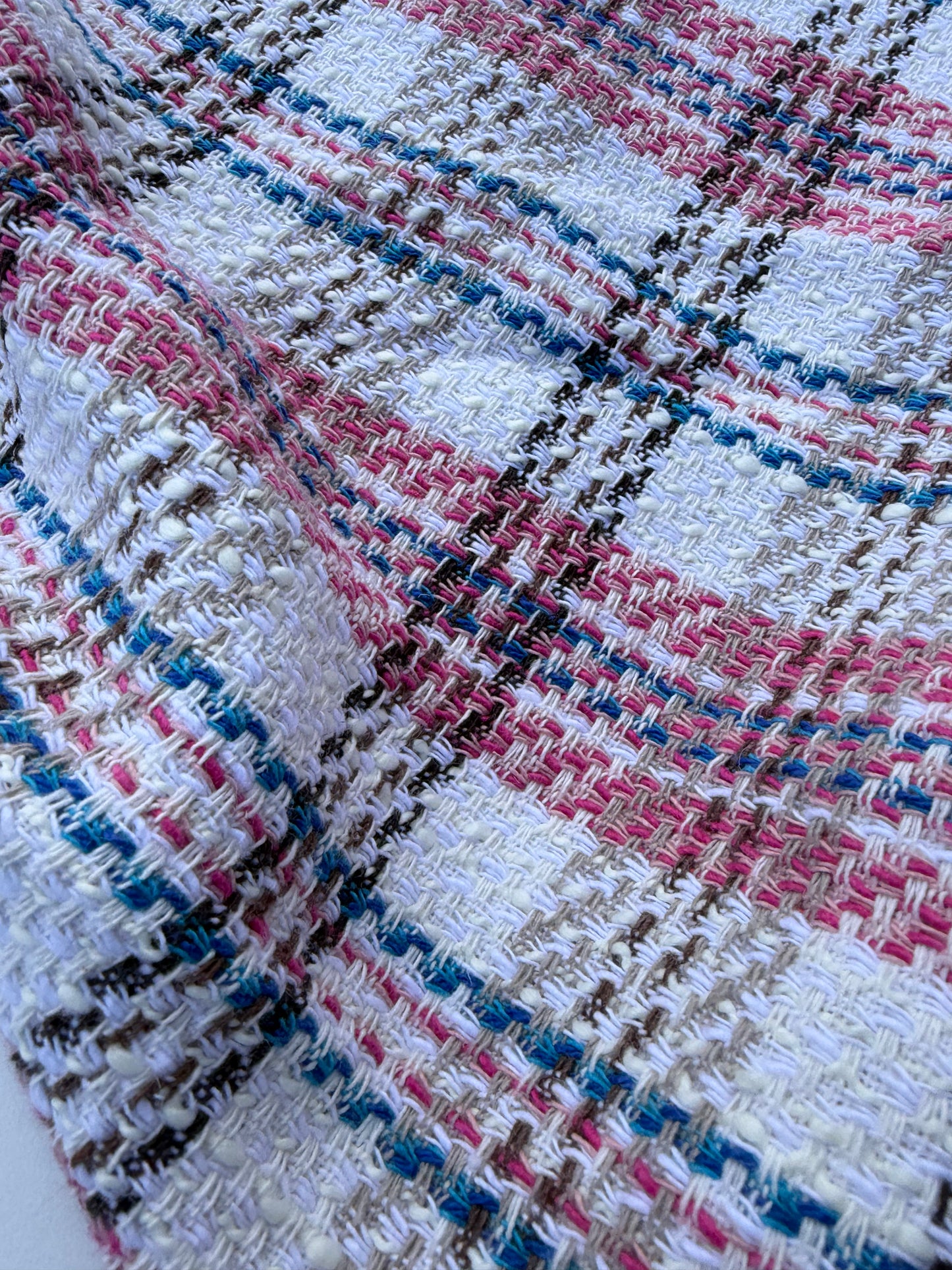 DANTE 012 cotton tweed Chanel style multicolore checks pink