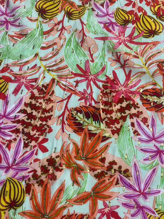 YVETTE 021 viscose lurex flower print