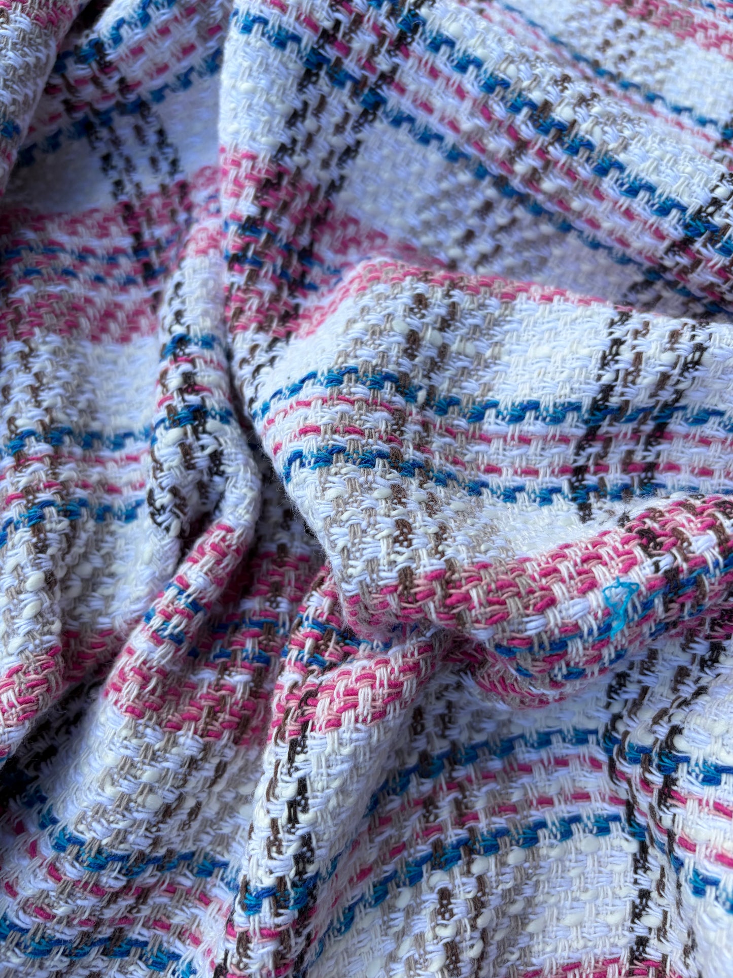 DANTE 012 cotton tweed Chanel style multicolore checks pink