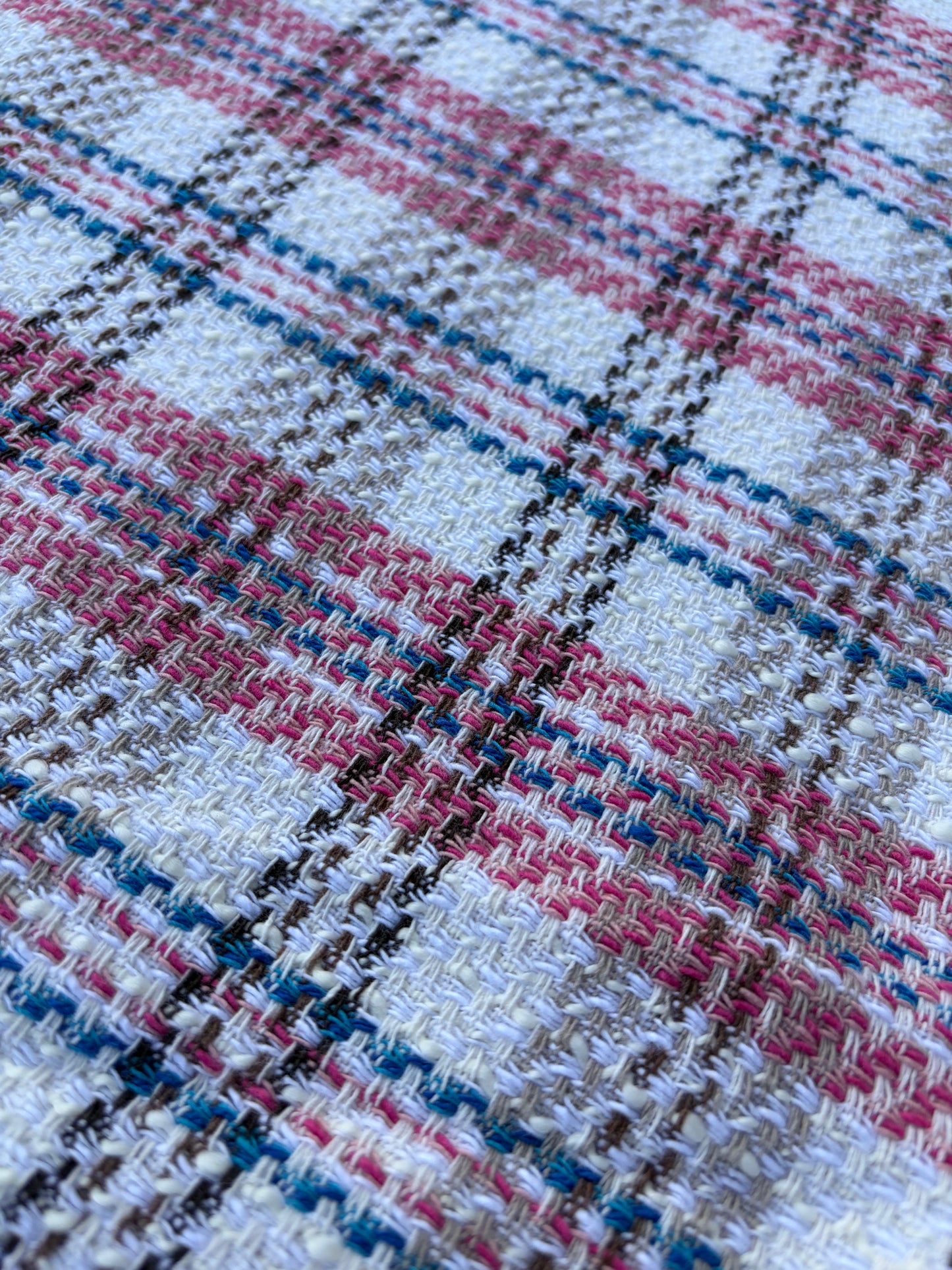 DANTE 012 cotton tweed Chanel style multicolore checks pink