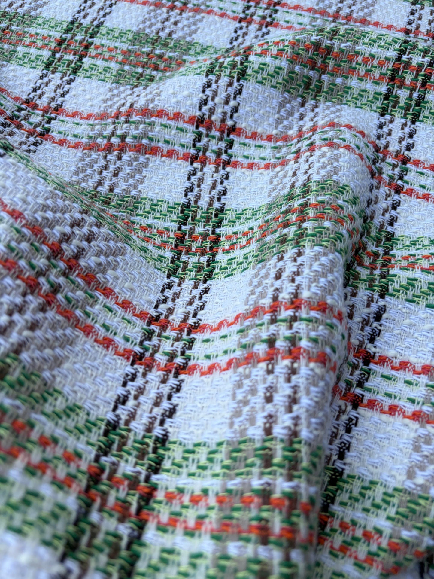 DANTE 013 cotton tweed Chanel style multicolore checks green