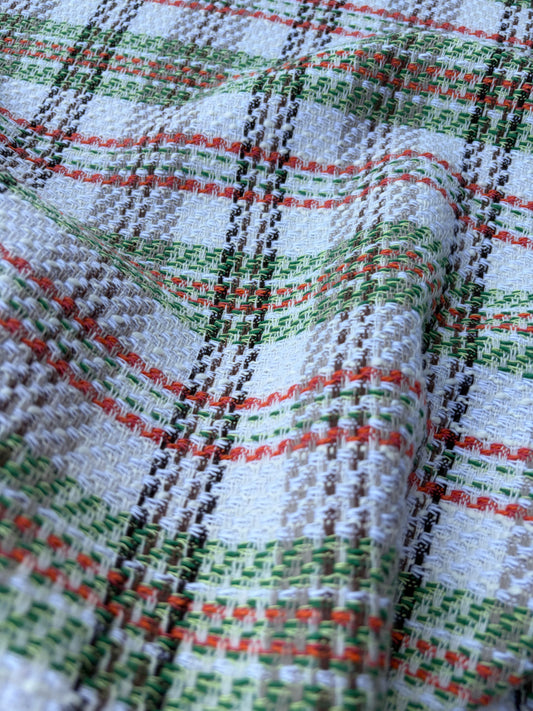 DANTE 013 cotton tweed Chanel style multicolore checks green