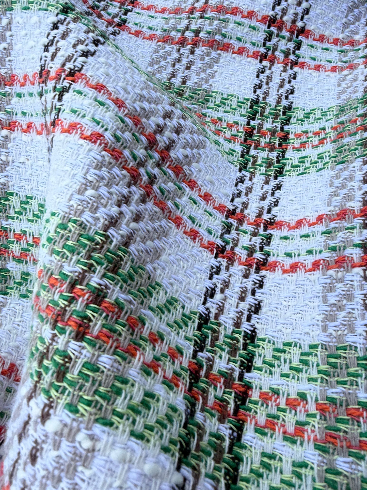 DANTE 013 cotton tweed Chanel style multicolore checks green