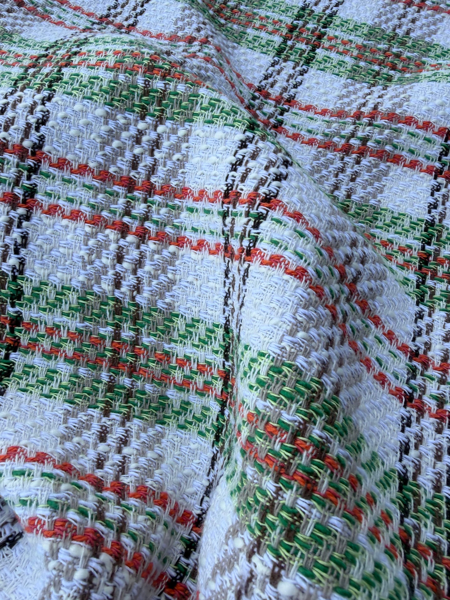 DANTE 013 cotton tweed Chanel style multicolore checks green