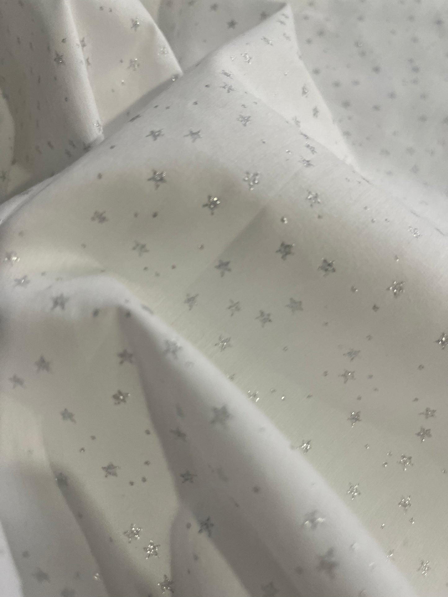 DAMIANO 031 white poplin with silver stars