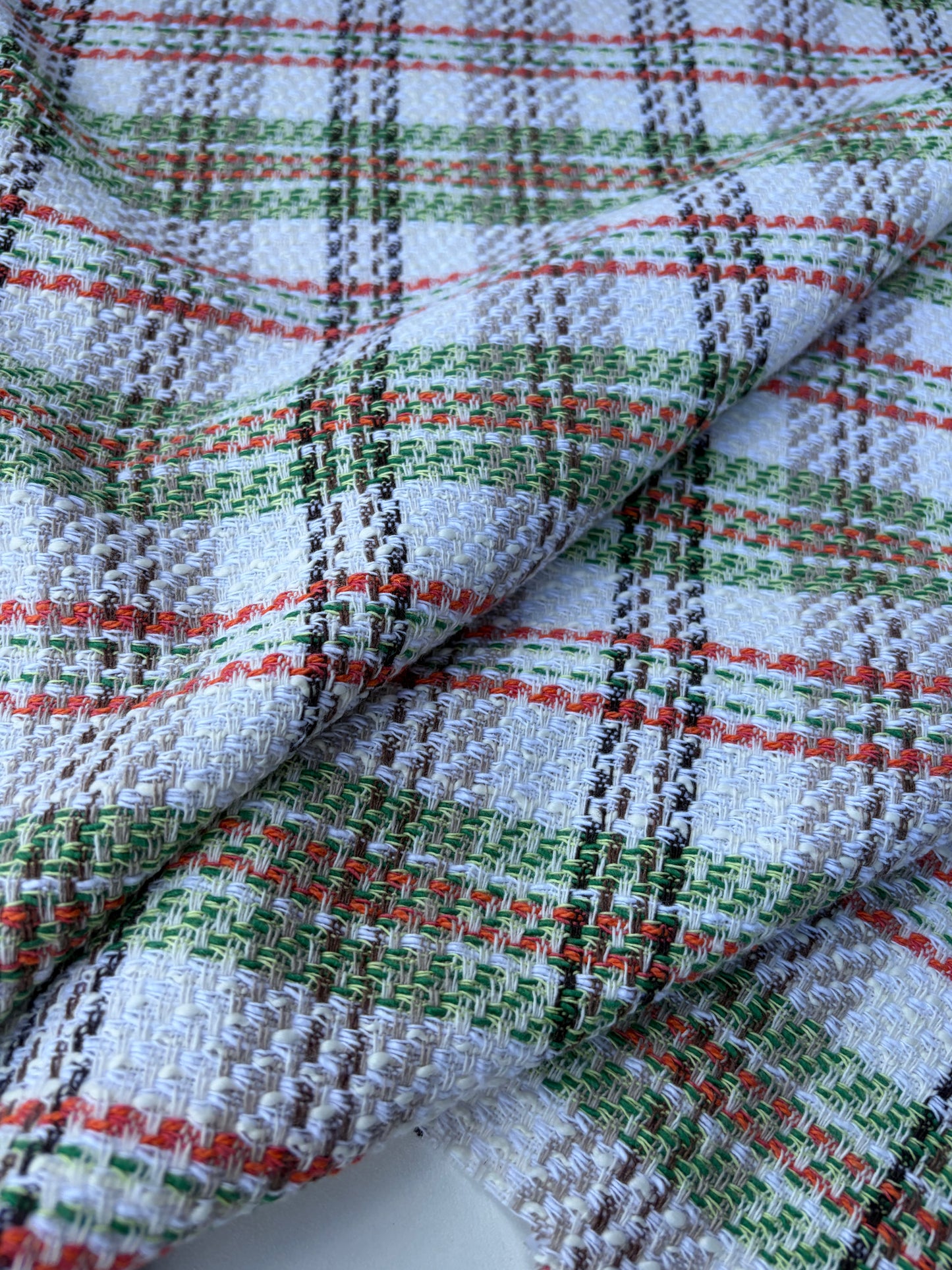DANTE 013 cotton tweed Chanel style multicolore checks green