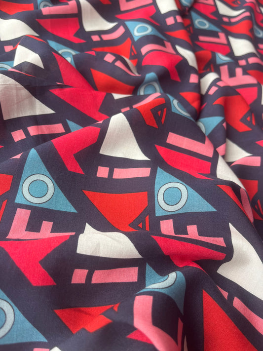 Fatima 019 viscose fibranered/pink/petrol print