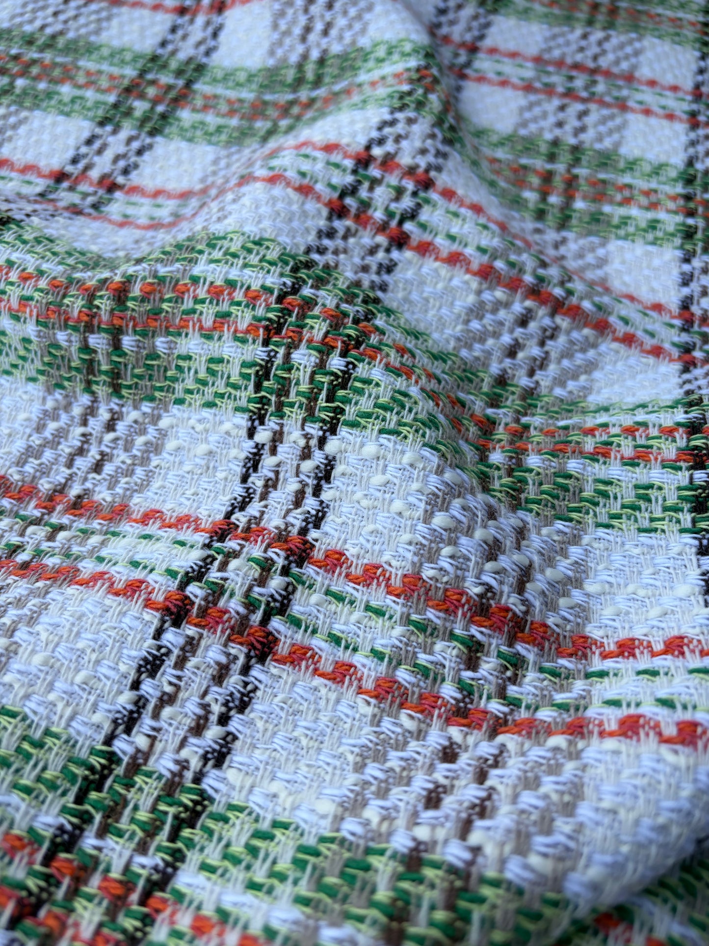 DANTE 013 cotton tweed Chanel style multicolore checks green