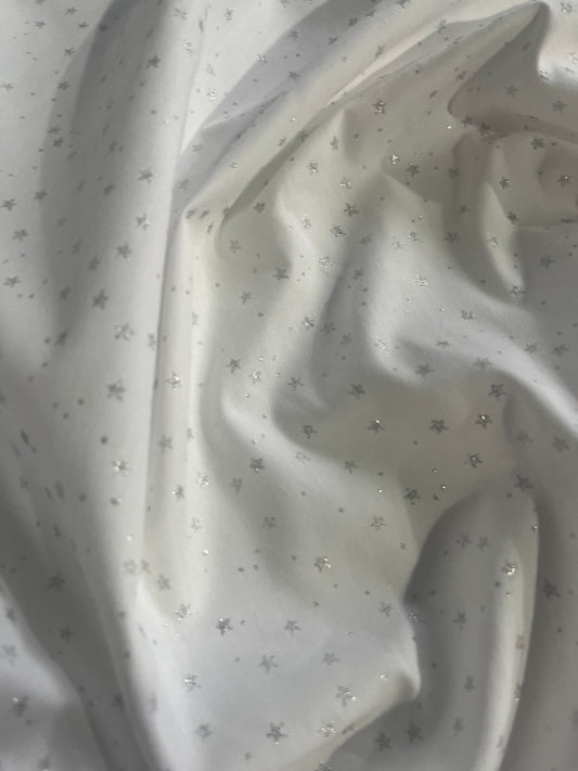 DAMIANO 031 white poplin with silver stars
