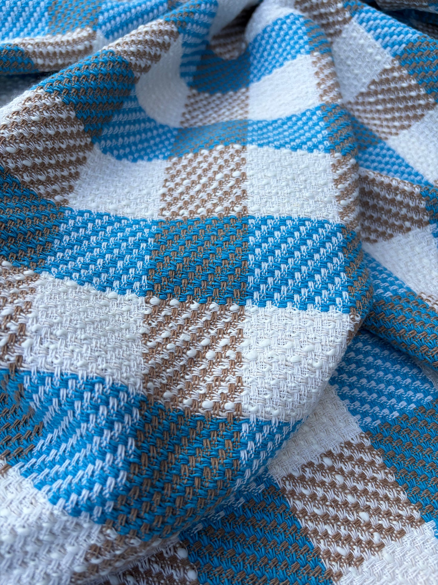 DANTE 014 cotton tweed Chanel style multicolore checks turquoise