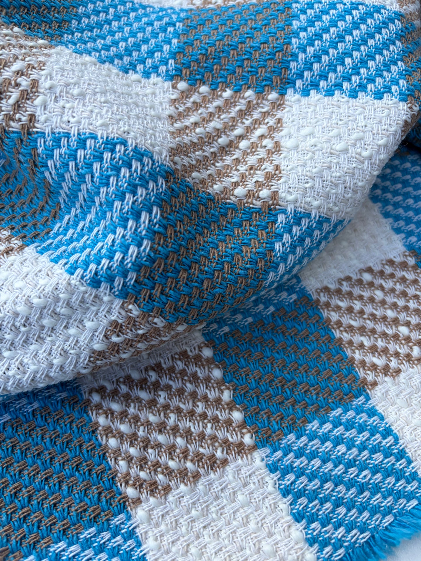 DANTE 014 cotton tweed Chanel style multicolore checks turquoise