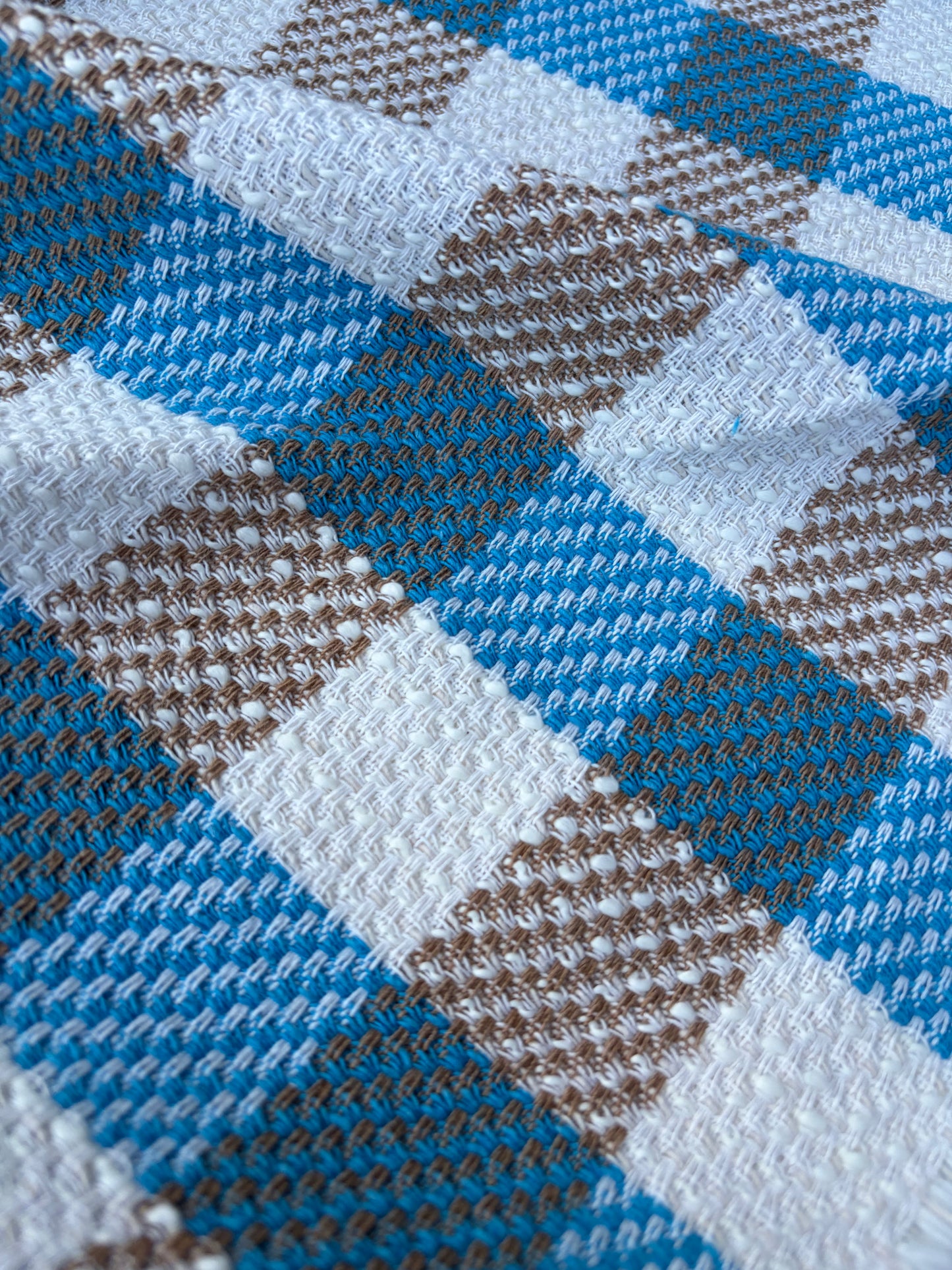 DANTE 014 cotton tweed Chanel style multicolore checks turquoise