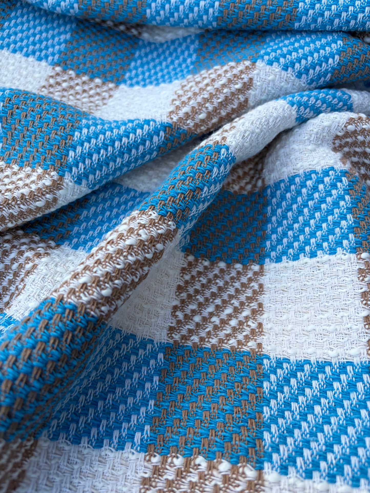 DANTE 014 cotton tweed Chanel style multicolore checks turquoise