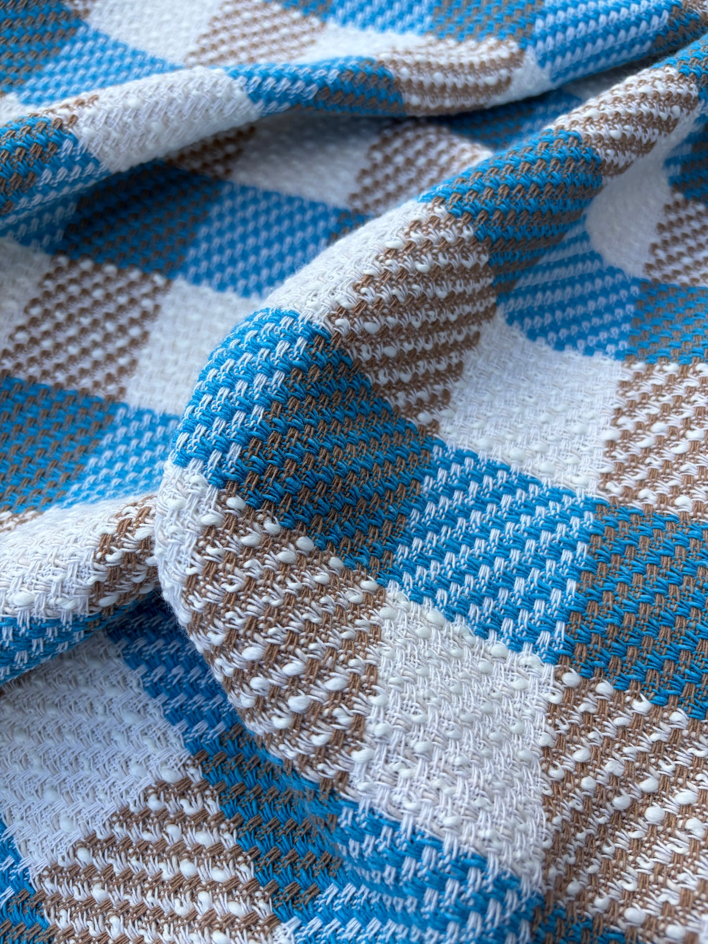 DANTE 014 cotton tweed Chanel style multicolore checks turquoise