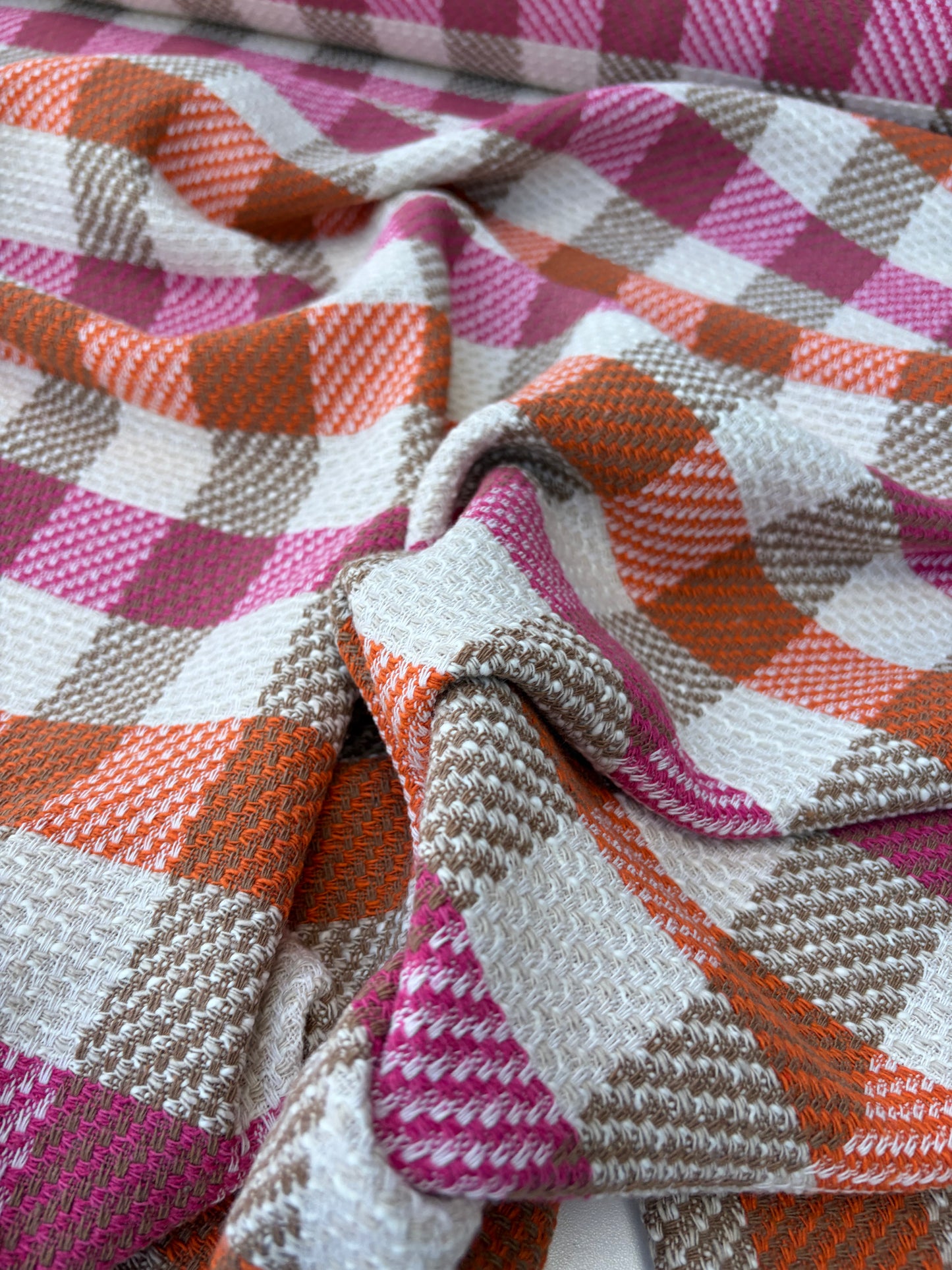 DANTE 015 cotton tweed Chanel style multicolore checks pink