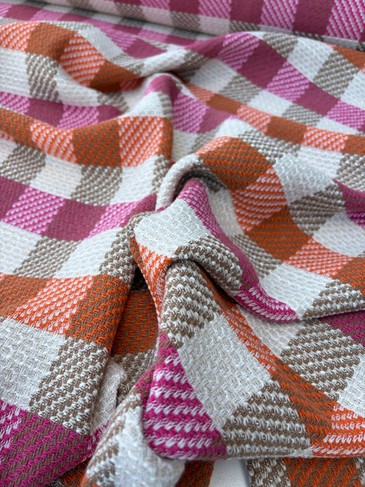 DANTE 015 cotton tweed Chanel style multicolore checks pink