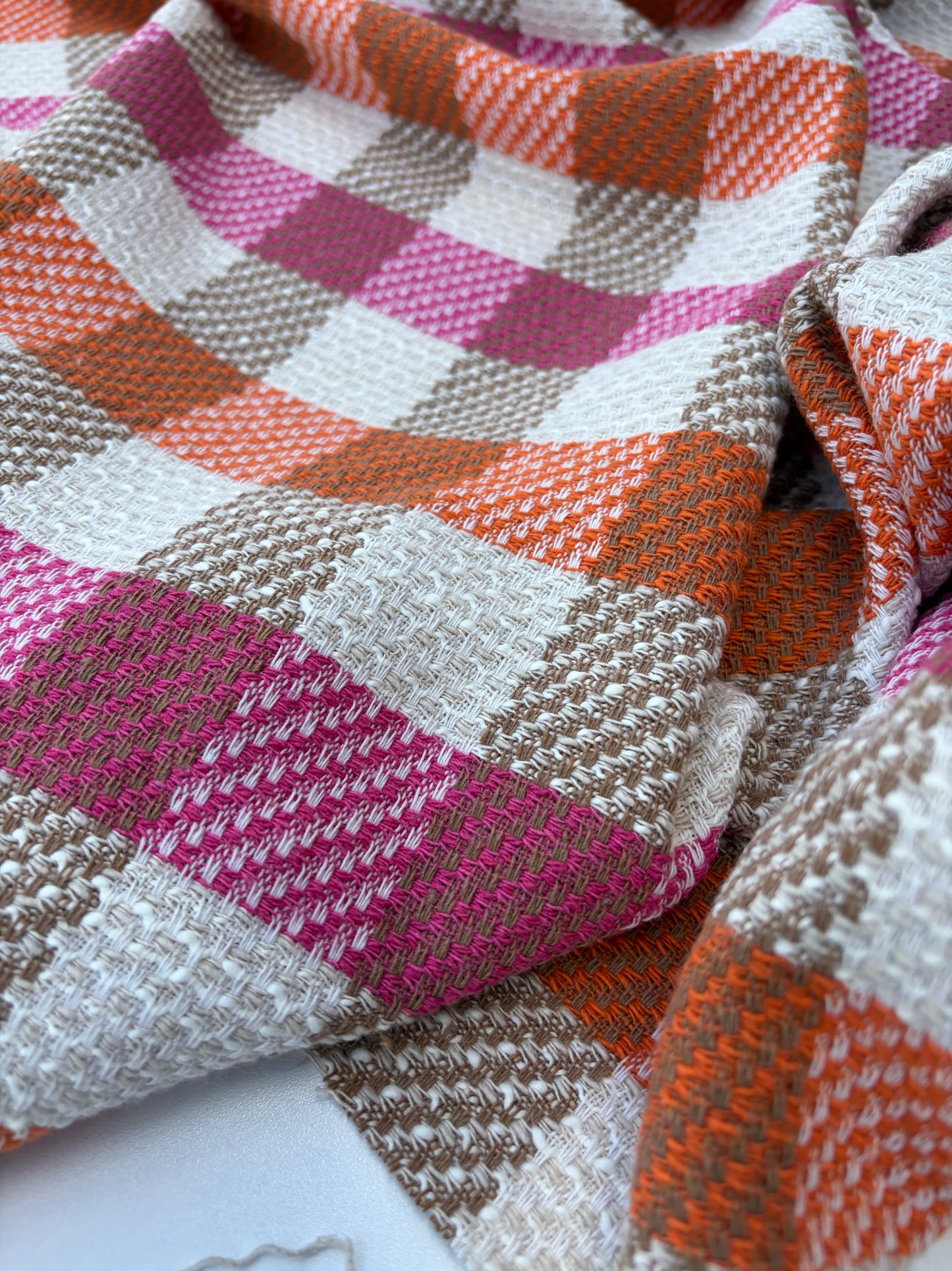 DANTE 015 cotton tweed Chanel style multicolore checks pink