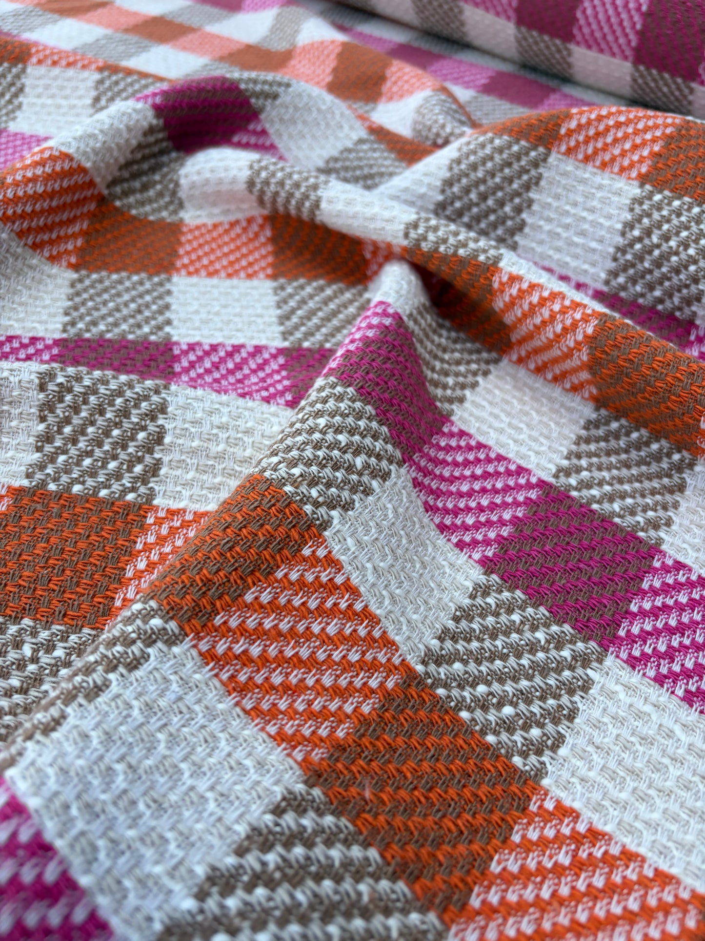 DANTE 015 cotton tweed Chanel style multicolore checks pink