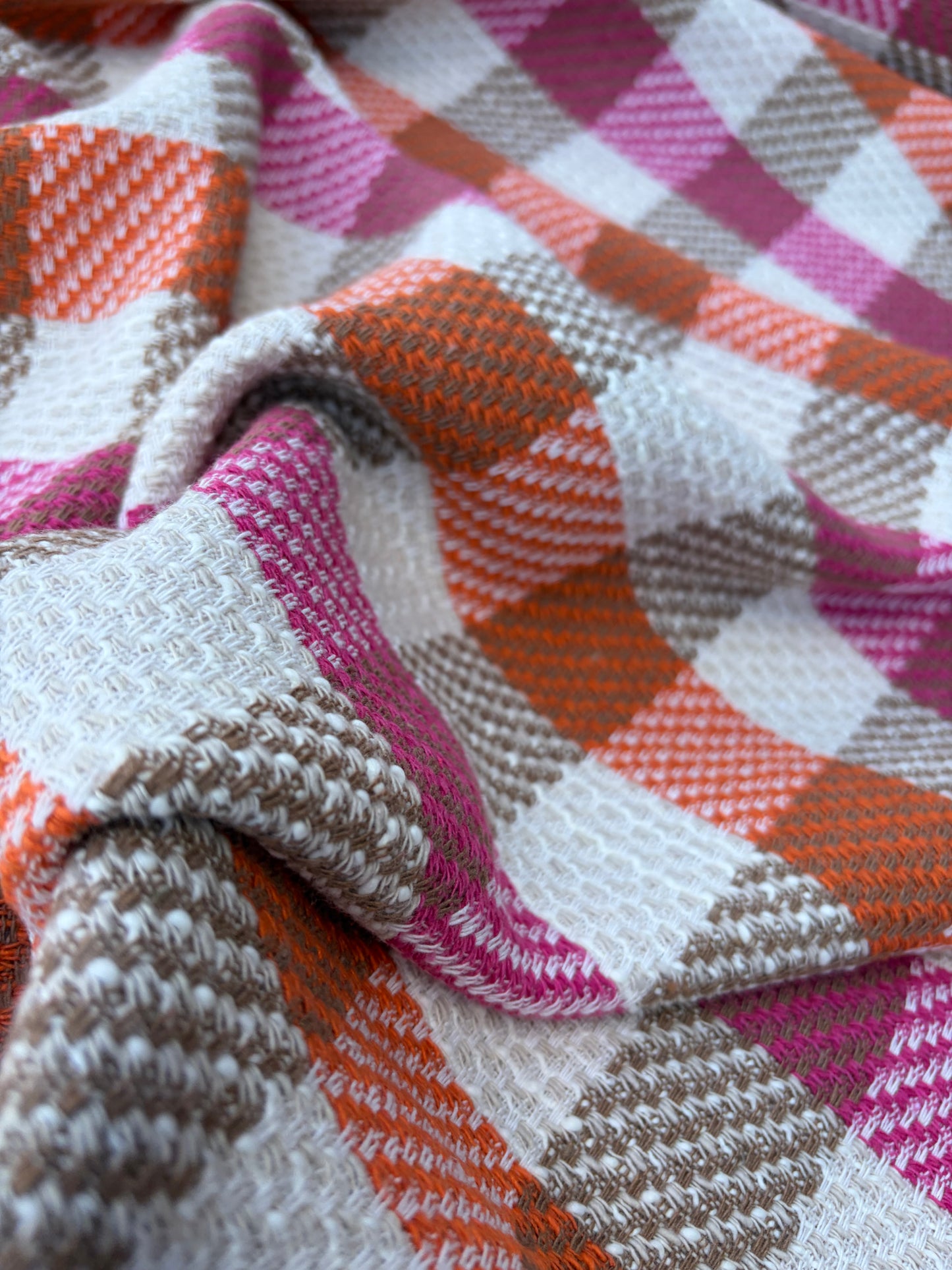 DANTE 015 cotton tweed Chanel style multicolore checks pink