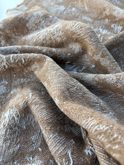 PC DANTE 017 cotton tweed destroyed effect check fil coupé sand