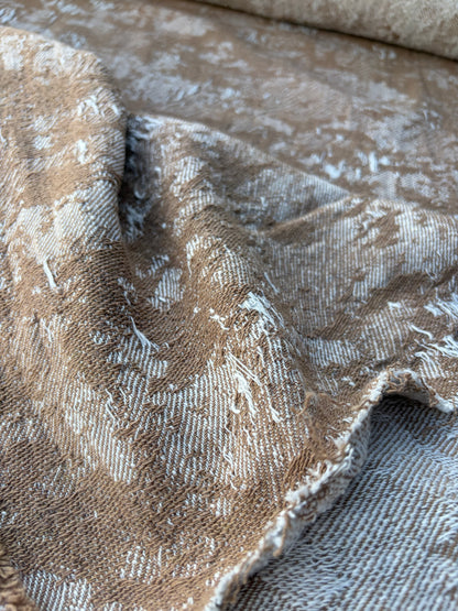 PC DANTE 017 cotton tweed destroyed effect check fil coupé sand