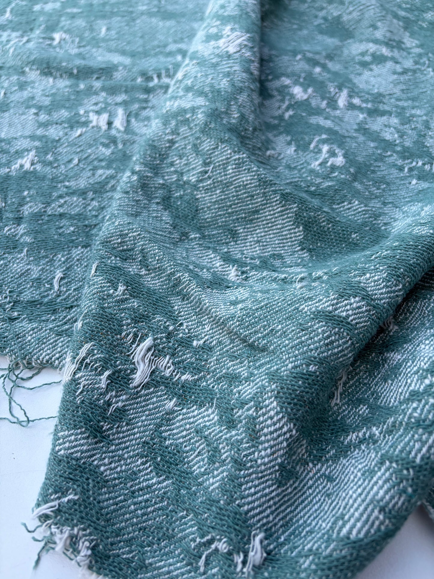 DANTE 018 cotton tweed destroyed effect check fil coupé green