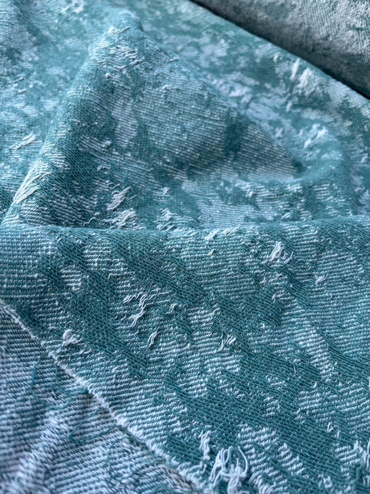 DANTE 018 cotton tweed destroyed effect check fil coupé green