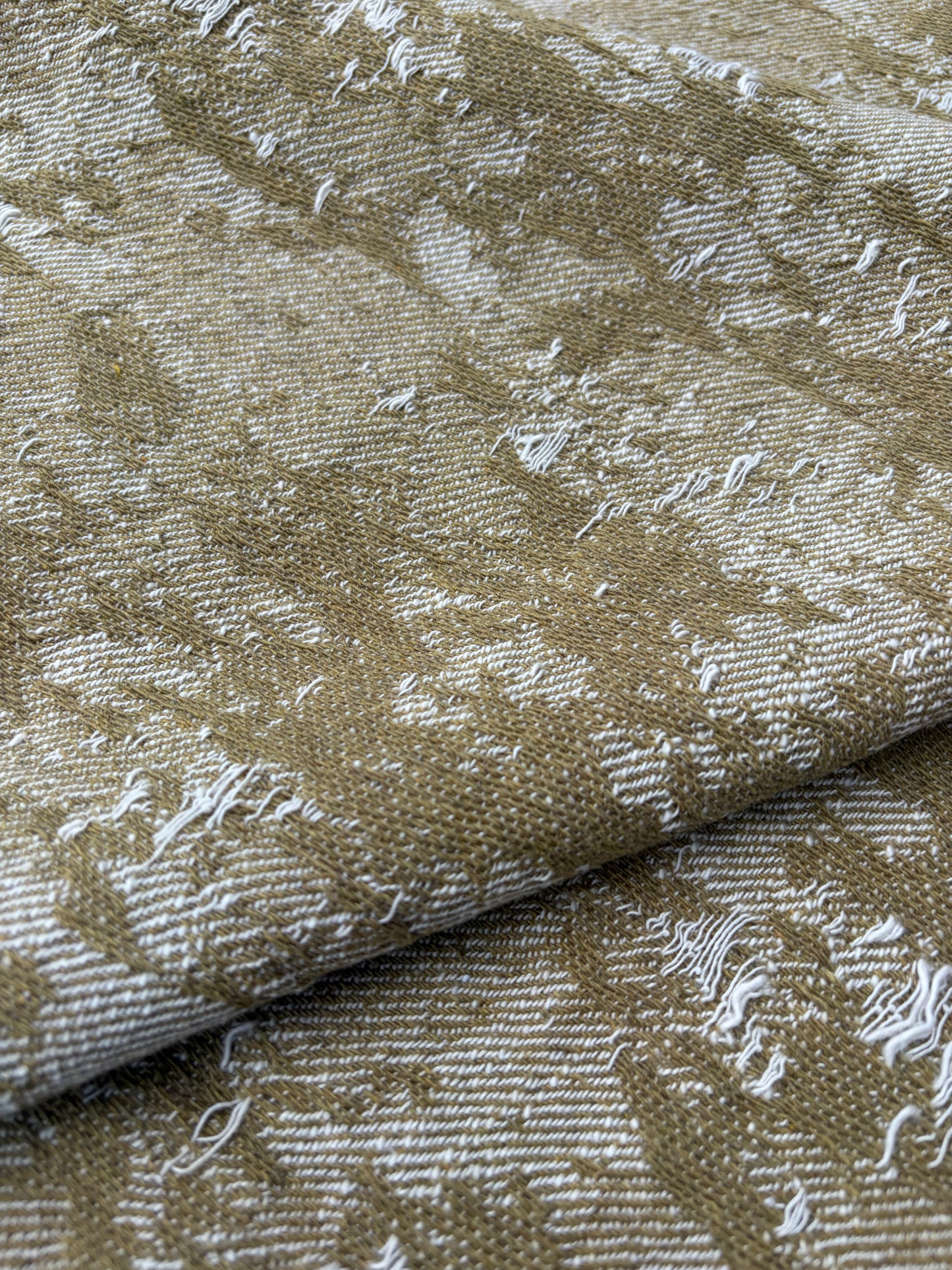 PC DANTE 019 cotton tweed destroyed effect check fil coupé olive