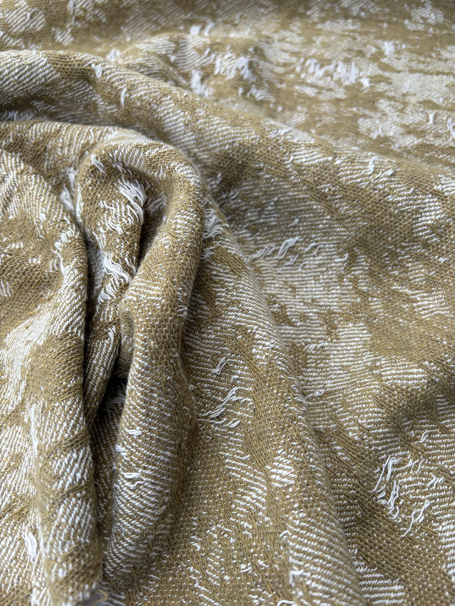 PC DANTE 019 cotton tweed destroyed effect check fil coupé olive