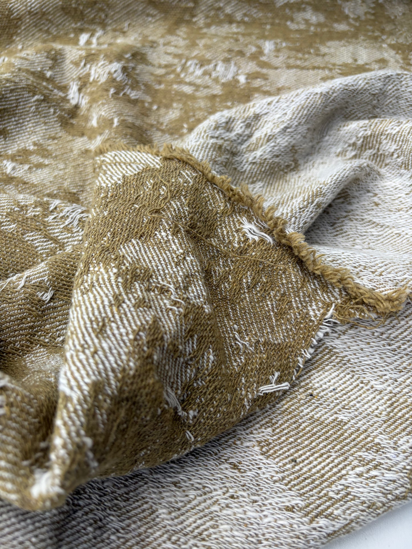 PC DANTE 019 cotton tweed destroyed effect check fil coupé olive