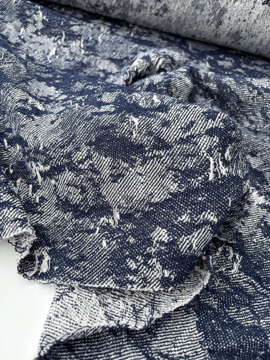 PC DANTE 020 cotton tweed destroyed effect check fil coupé navy