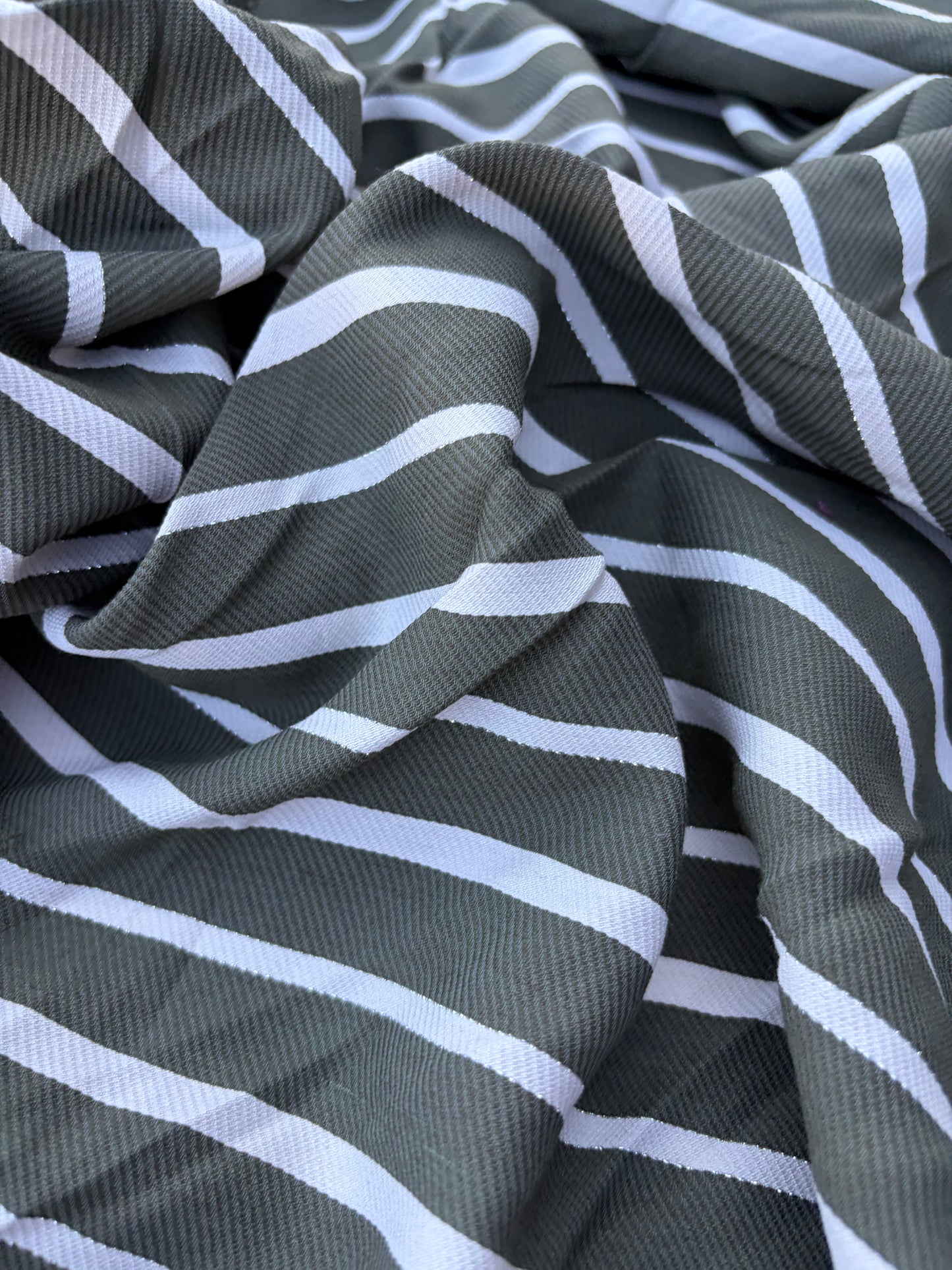 CHARLY 031 khaky cotton twill shirting stripes