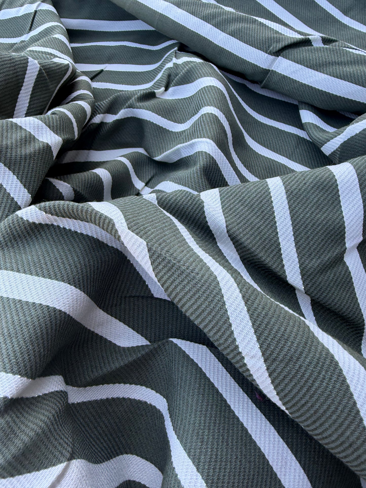 CHARLY 031 khaky cotton twill shirting stripes