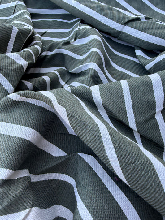 CHARLY 031 khaky cotton twill shirting stripes