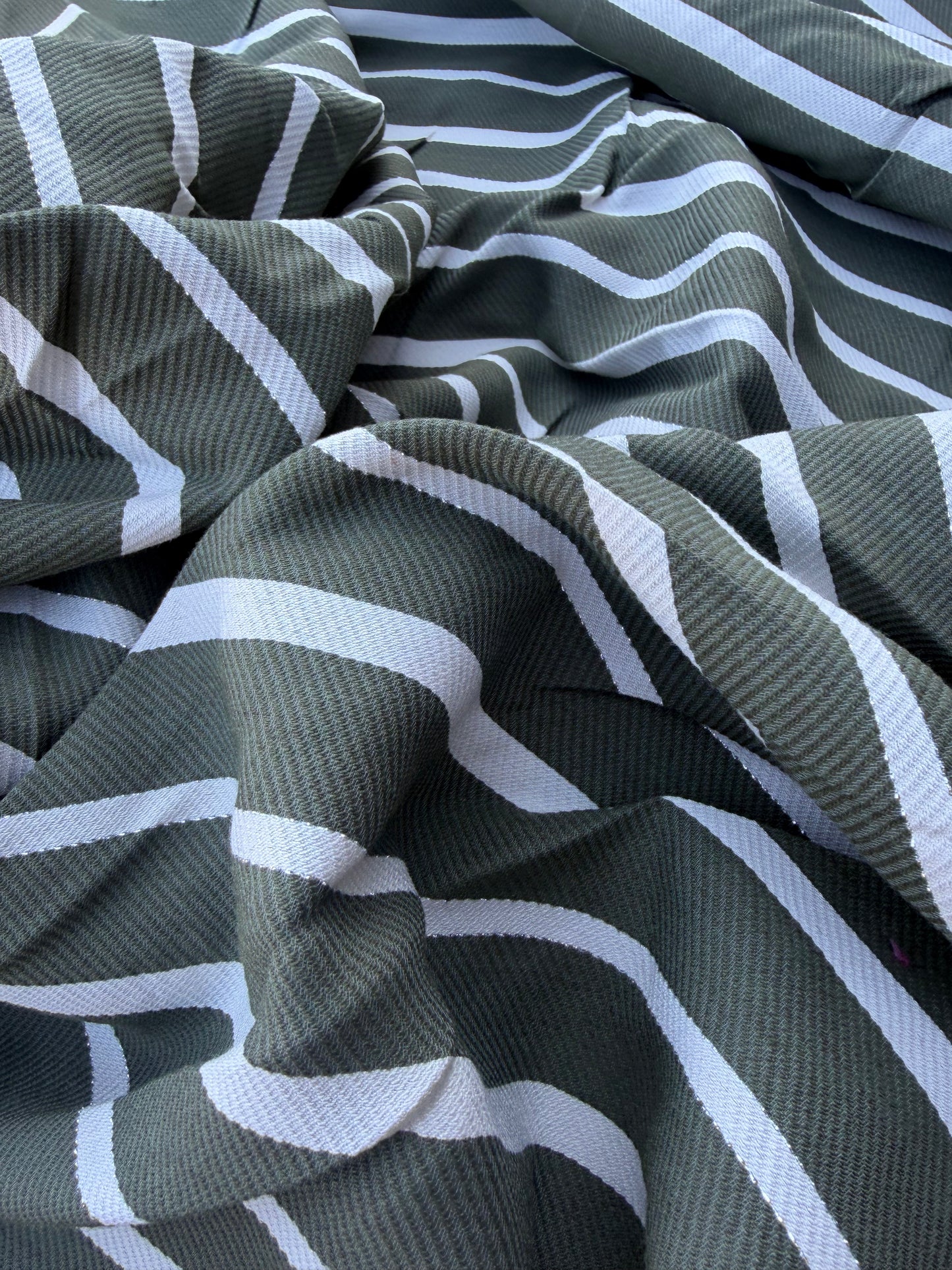 CHARLY 031 khaky cotton twill shirting stripes