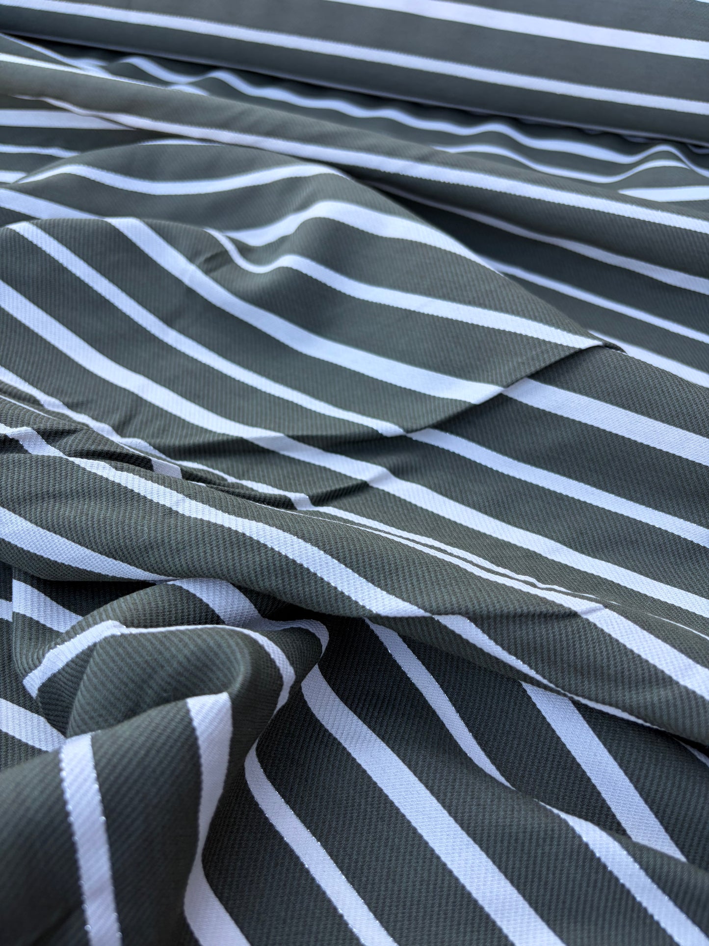 CHARLY 031 khaky cotton twill shirting stripes