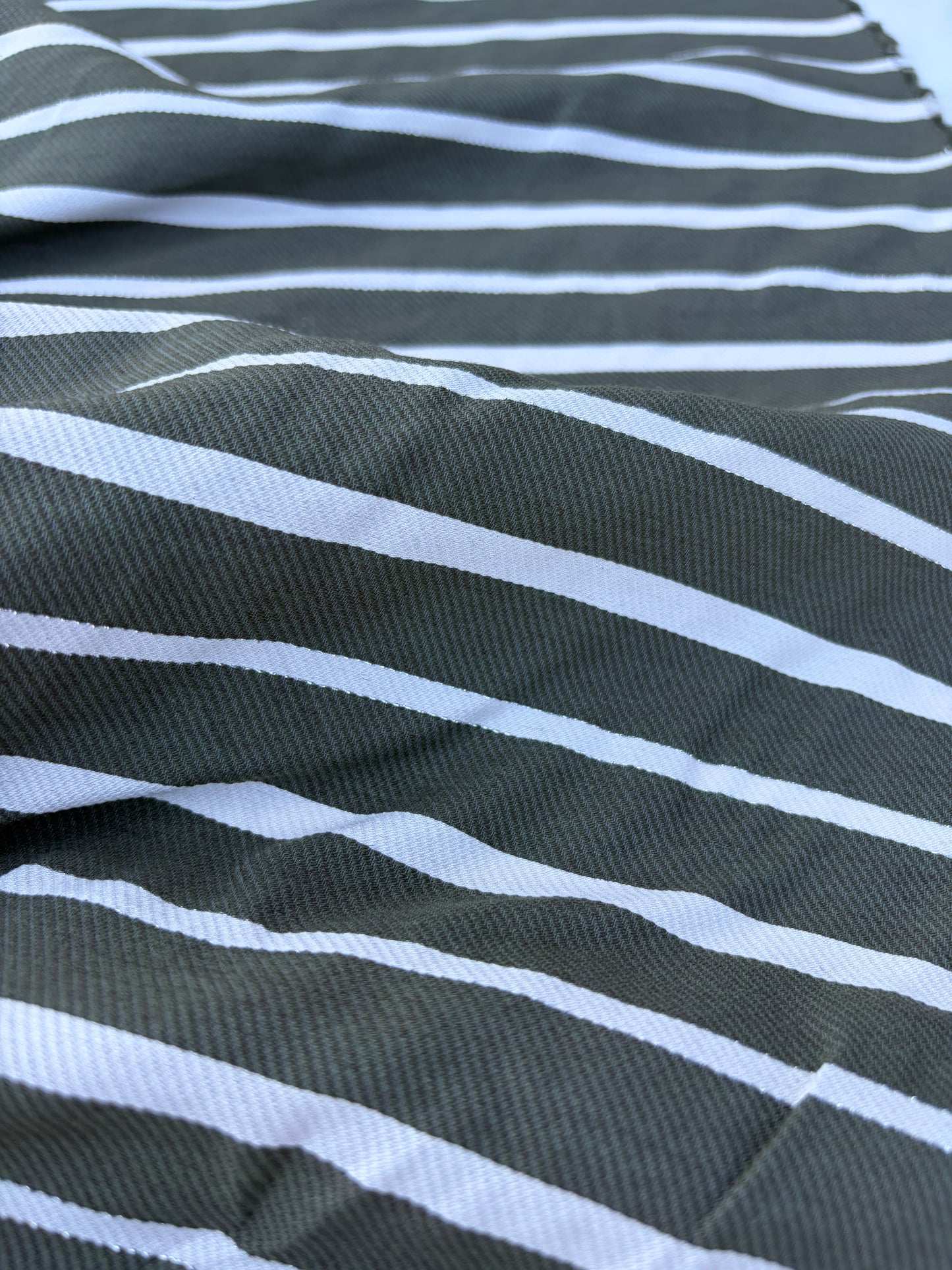 CHARLY 031 khaky cotton twill shirting stripes