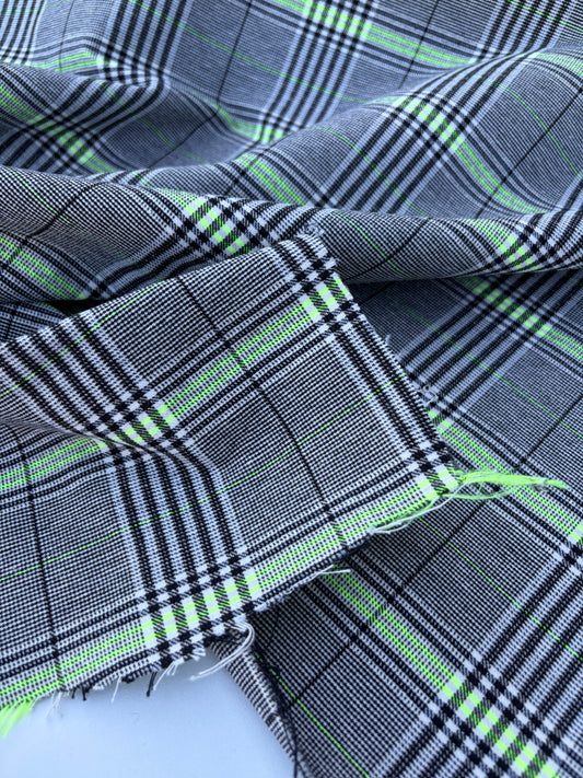 CHARLY 034 prince of wales with fluo green cotton stretch