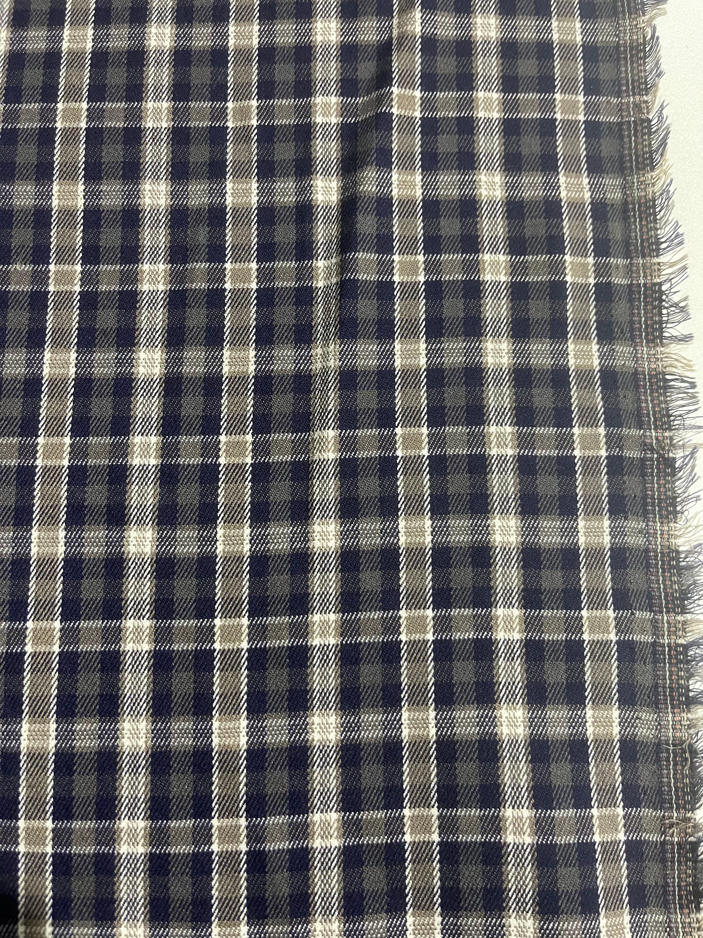 MOIRA 007 cotton stretch check navy/khaky/sand