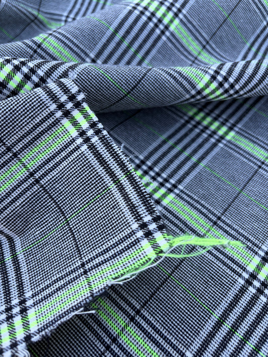CHARLY 034 prince of wales with fluo green cotton stretch