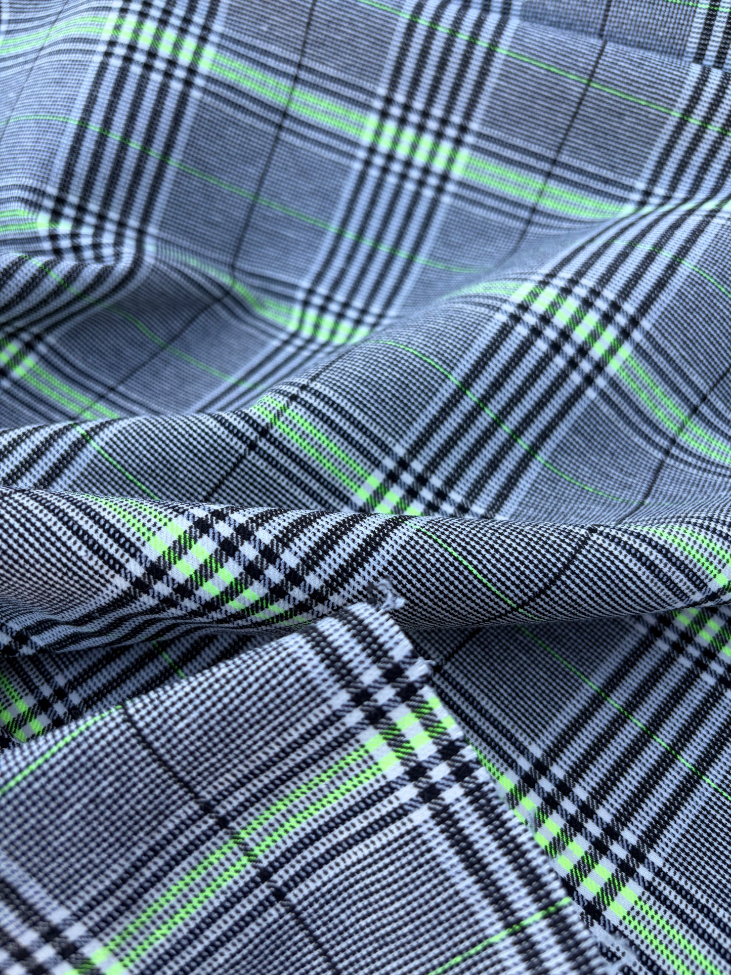 CHARLY 034 prince of wales with fluo green cotton stretch