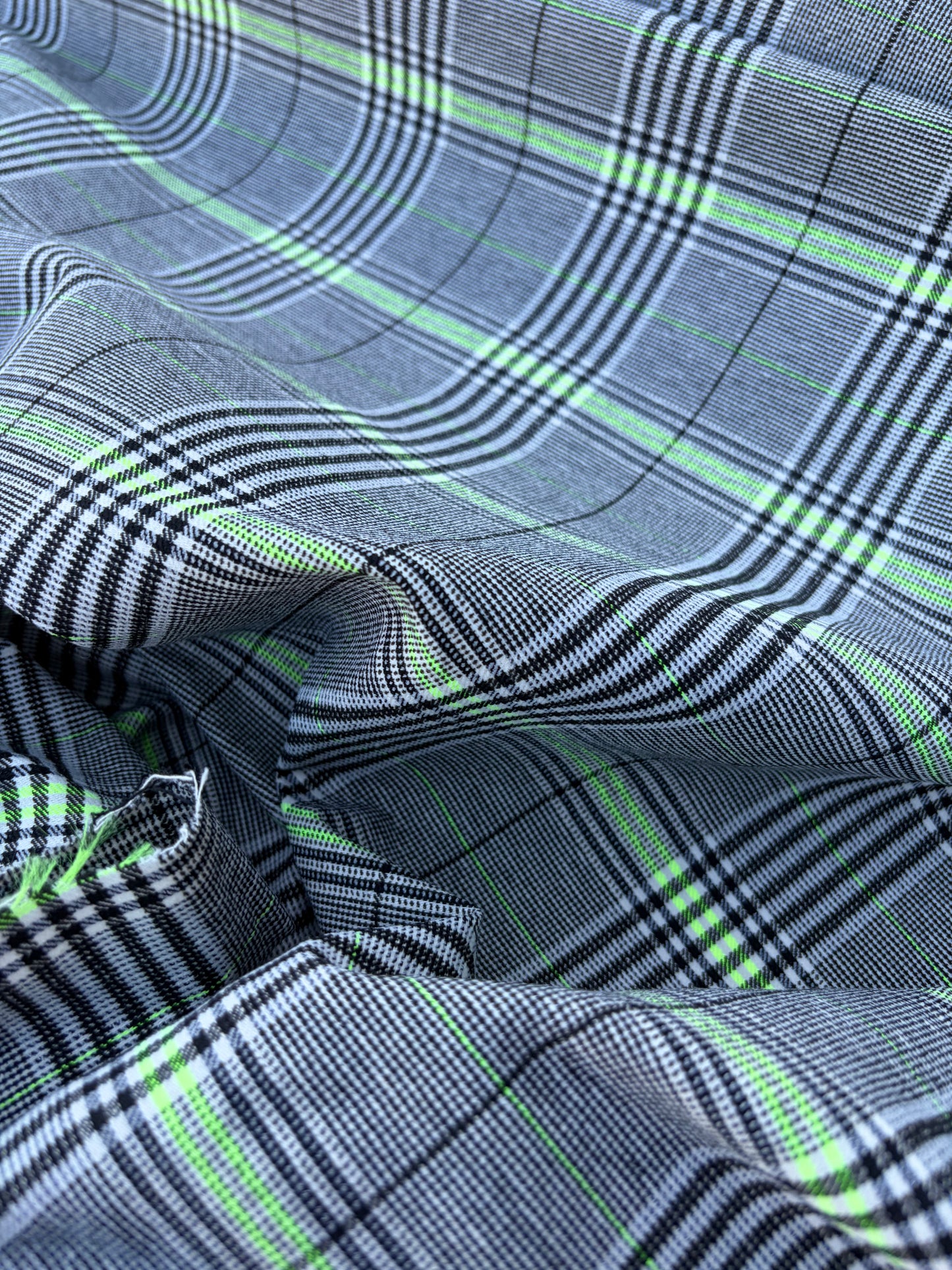 CHARLY 034 prince of wales with fluo green cotton stretch