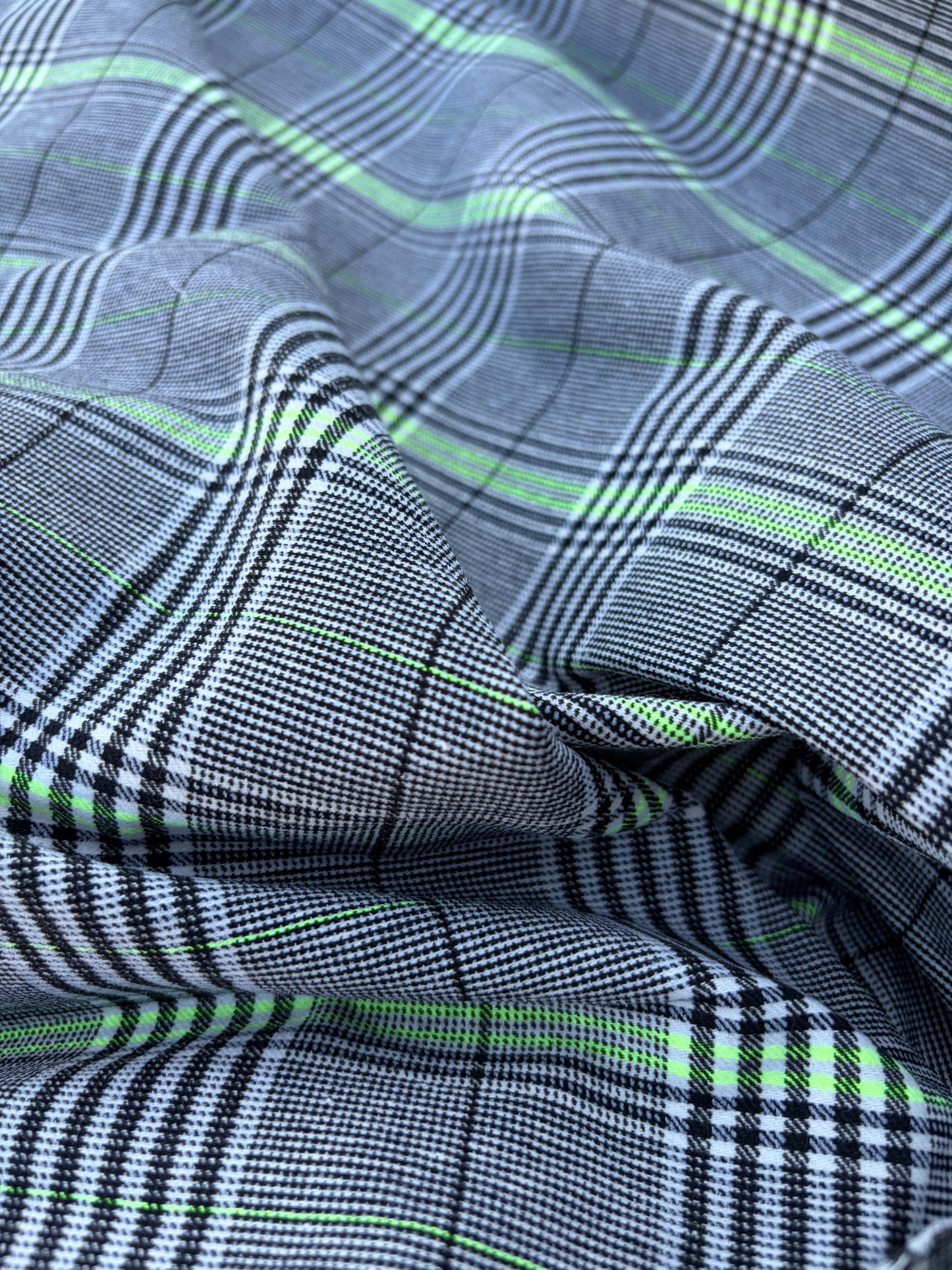 CHARLY 034 prince of wales with fluo green cotton stretch