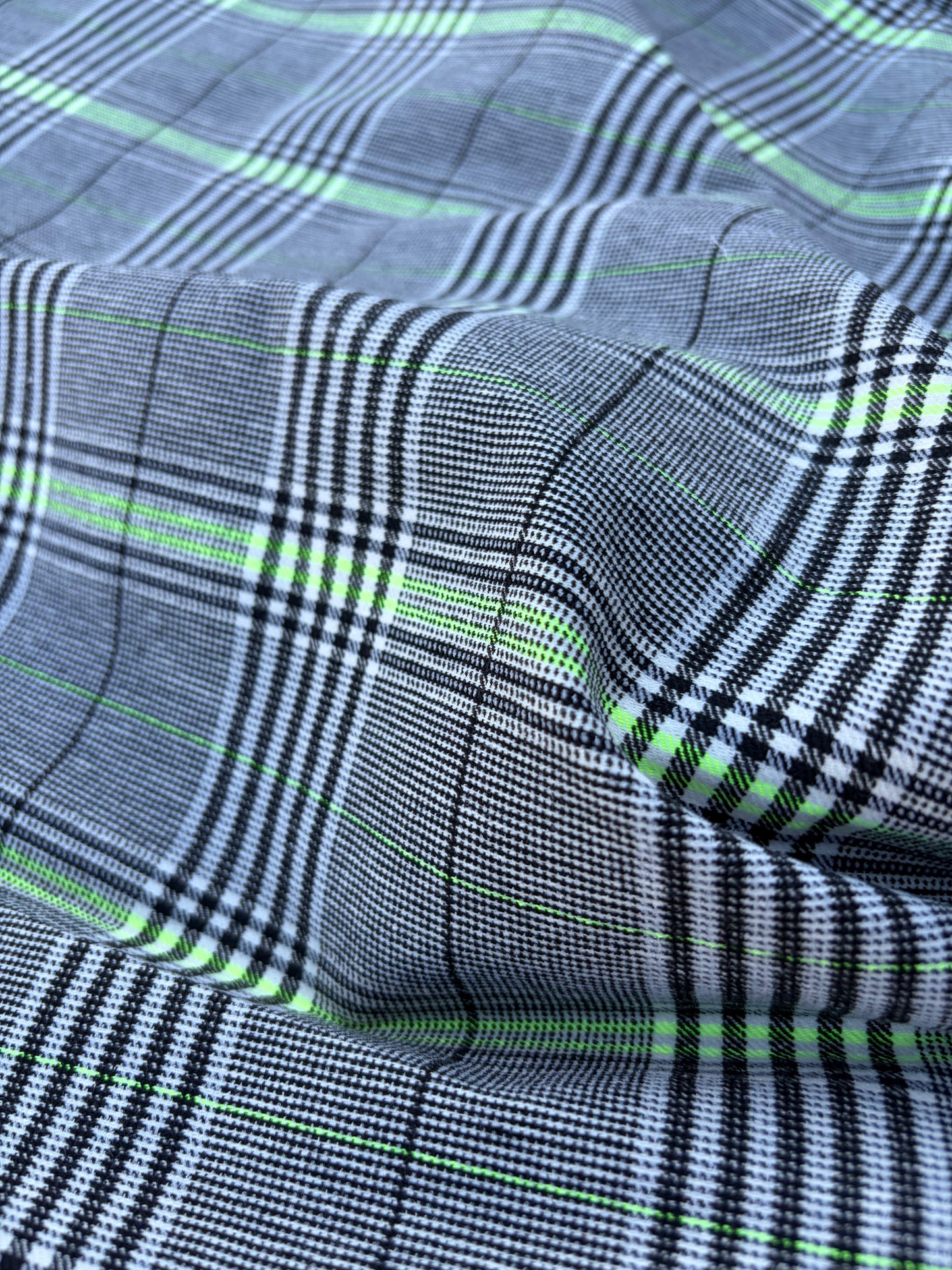 CHARLY 034 prince of wales with fluo green cotton stretch