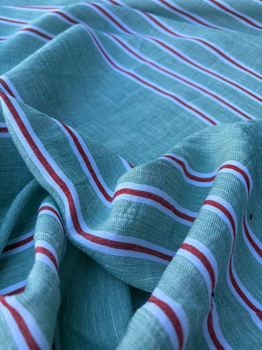 DANTE 024 midweight cotton/linnen jacquard green/red stripe