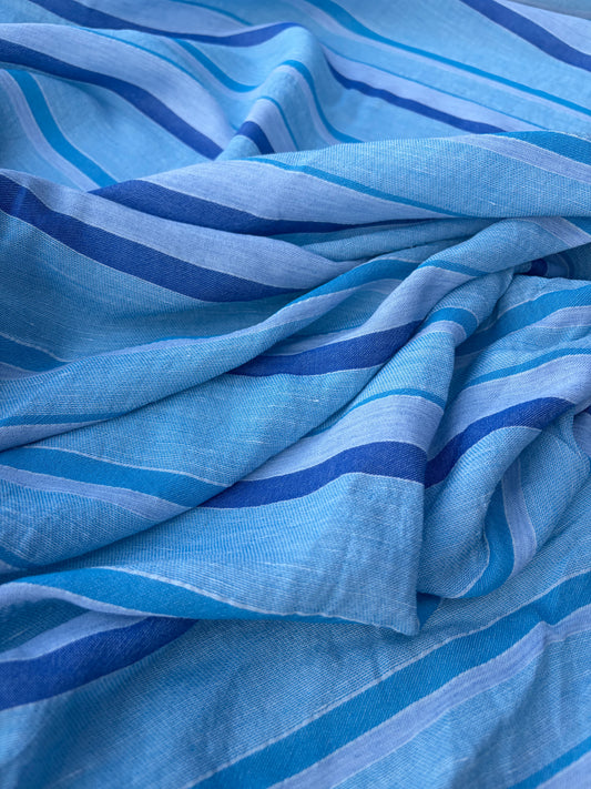 DANTE 026 midweight cotton/linnen jacquard azur stripe