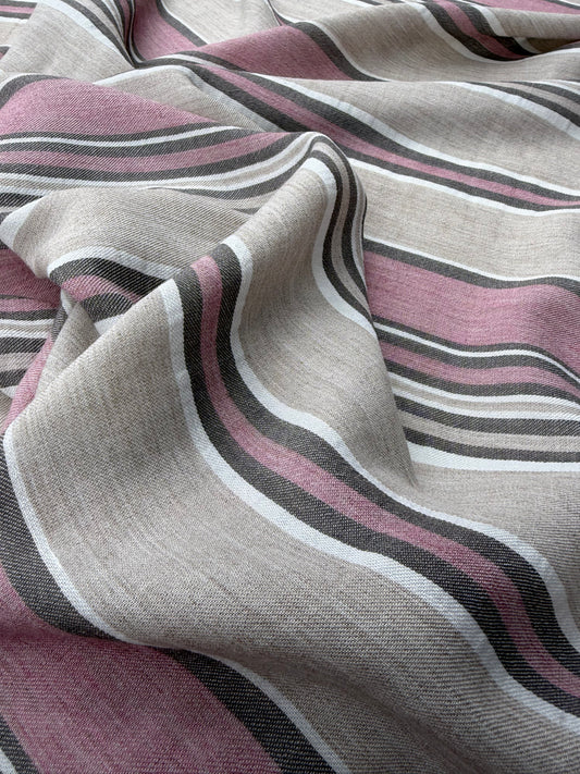 DANTE 029 midweight cotton/linnen jacquard pink beige stripe