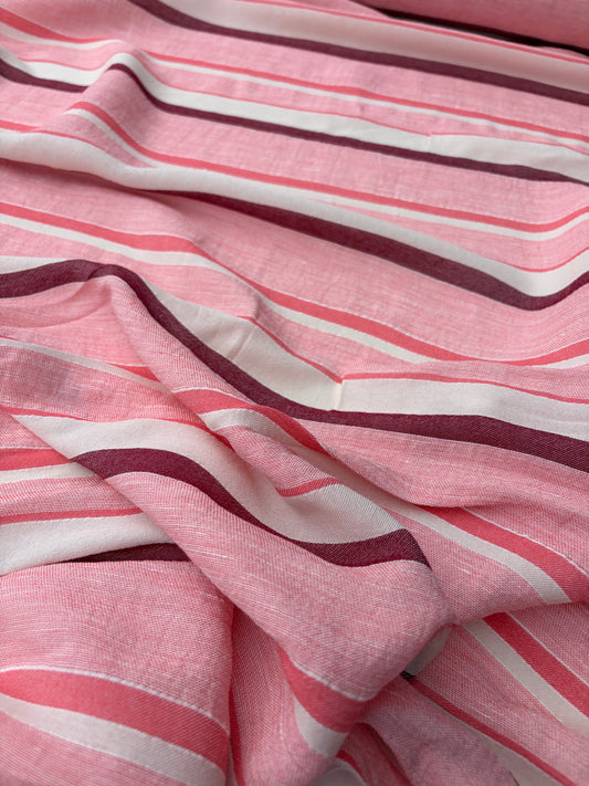 DANTE 030 midweight cotton/linnen jacquard coral stripe