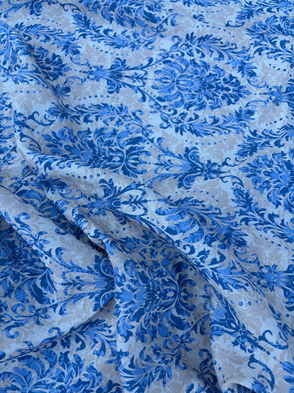 PC CHARLY 040 blue/sand ornamental print viscose crêpe